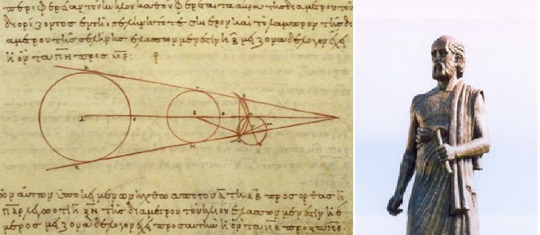 Pochodząca z X wieku kopia pracy Arystarcha z Samos z obliczeniami wzajemnego położenia Słońca, Księżyca i Ziemi / wikipedia /domena publiczna