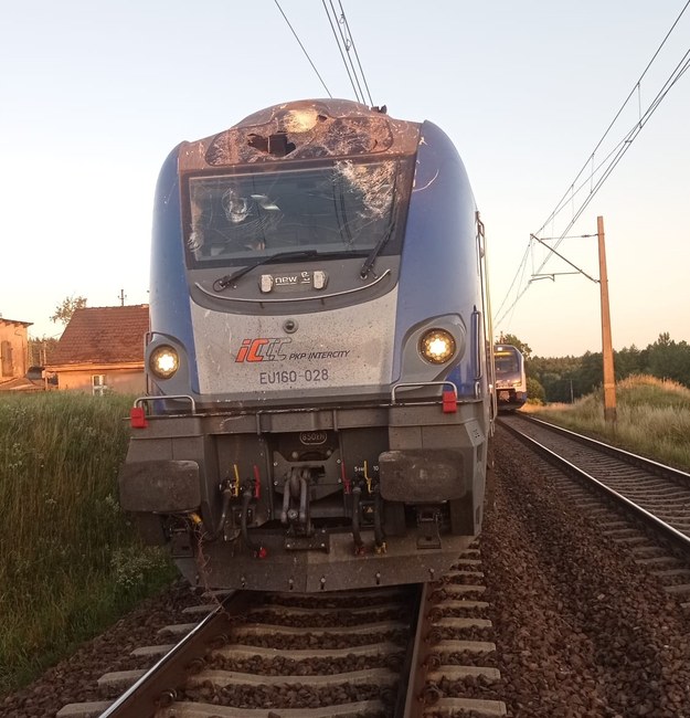 Pociąg zerwał sieć trakcyjną /foto. KP PSP Tczew /Państwowa Straż Pożarna