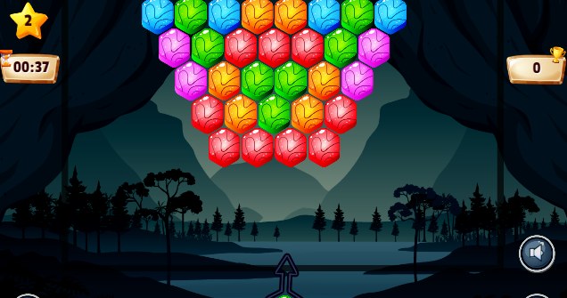 Początek gry kulki Bubble Shooter Hexagon