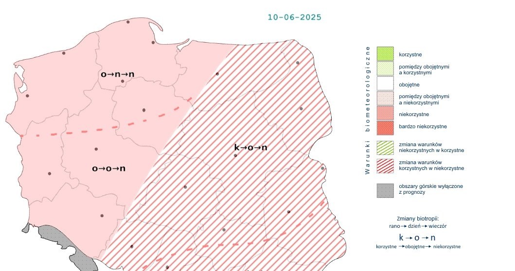 Początkowo korzystne warunki z czasem pogorszą w wielu miejscach do obojętnych, a wieczorem do niekorzystnych /IMGW /