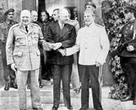Poczdamska konferencja, od lewej: Churchil, Truman i Stalin /Encyklopedia Internautica