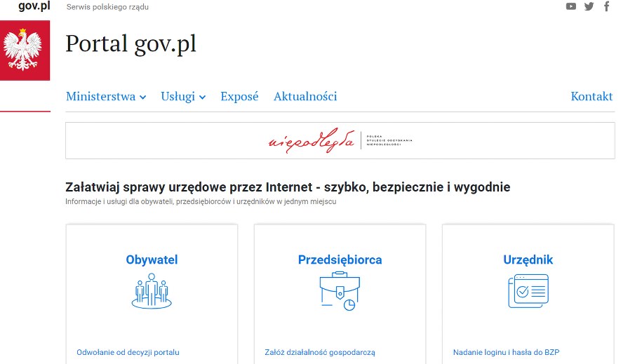 Pod jednym adresem www.gov.pl można znaleźć wspólne strony rządu i wszystkich ministerstw /zrzut ekranu /