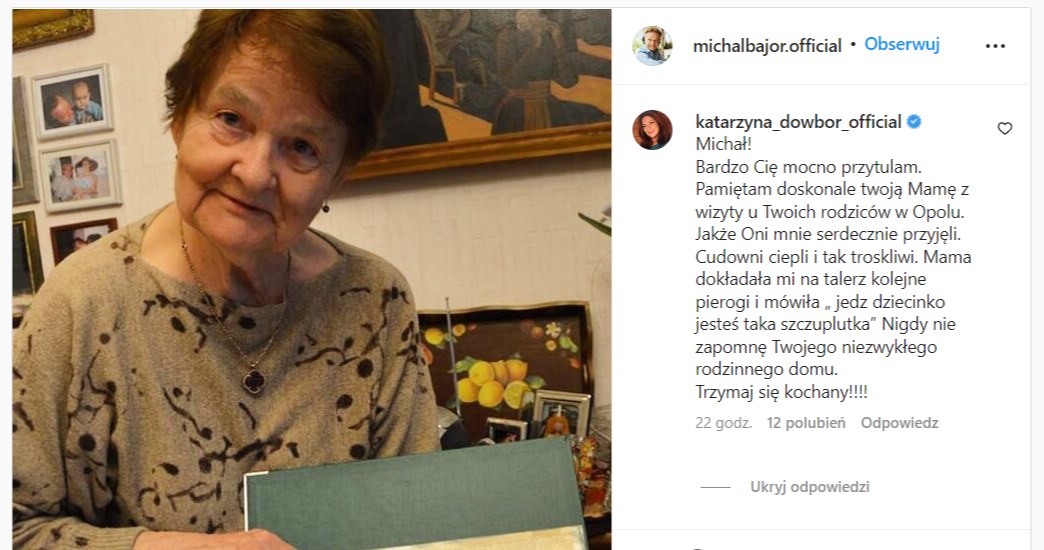 Pod postem Michała Bajora w ciepłych słowach pocieszyła go Katarzyna dowbor /@michalbajor.official /Instagram