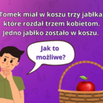 Podchwytliwy test IQ, który umie rozwiązać tylko 5% osób. Dlaczego jedno jabłko zostało w koszyku?