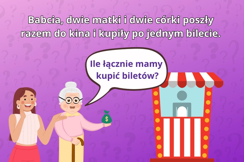 Podchwytliwy test na logiczne myślenie. Tylko 1% osób wie, jak odpowiedzieć na to pytanie. "Ile łącznie musiały kupić biletów?"