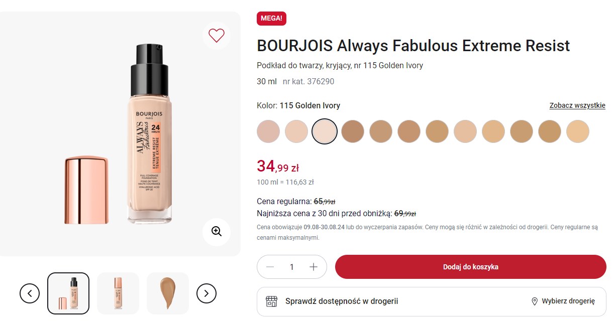 Podkład do twarzy Bourjois Always Fabulous o wiele taniej w Rossmannie /Rossmann /INTERIA.PL