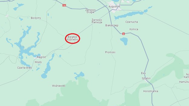 Podlaska policja potwierdza, że w gminie Bargłów Kościelny spadł "nieidentyfikowany przedmiot" /Google Maps /