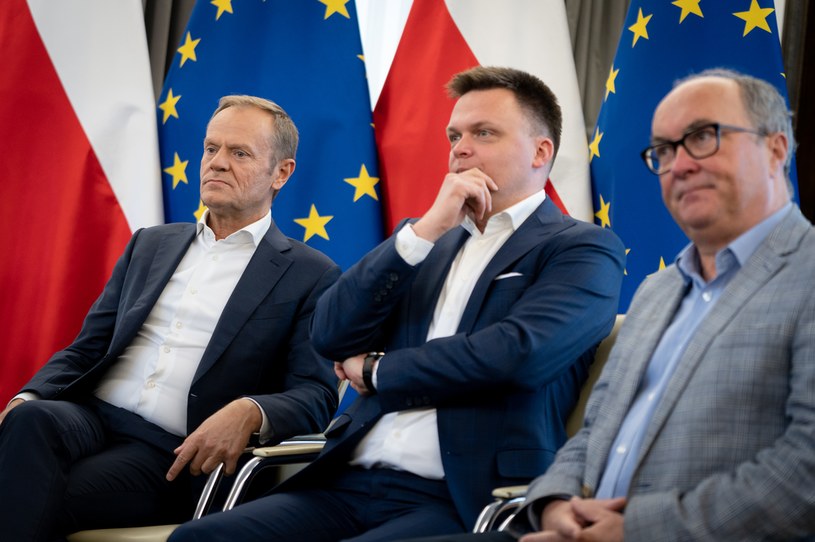 Podpisanie porozumienia opozycji w sprawie Obywatelskiej Kontroli Wyborow. N/z Donald Tusk, Szymon Holownia, Wlodzimierz Czarzasty /Mateusz Włodarczyk /Agencja FORUM