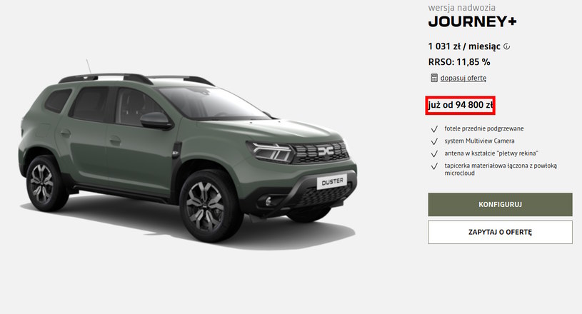 Podstawowa Dacia Duster to dziś wydatek od 79 900 zł /