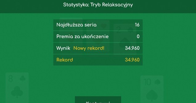 Podsumowanie wyników gry pasjans Solitaire Swift /Click.pl
