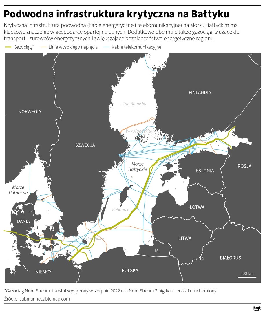 Podwodna infrastruktura krytyczna na Bałtyku /Michał Czernek /PAP