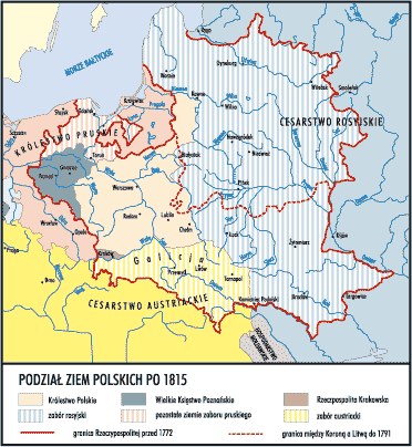 Podział ziem polskich po 1815 /Encyklopedia Internautica