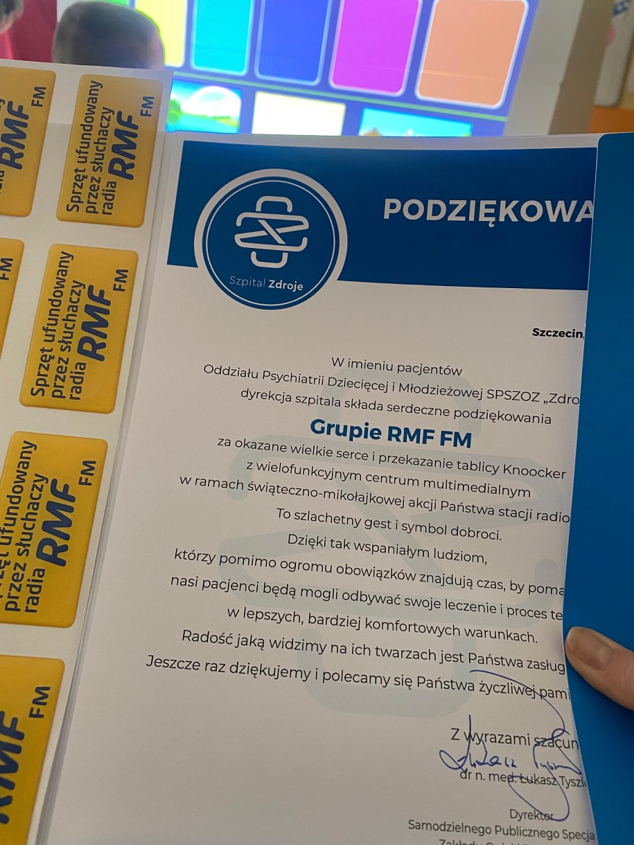 Podziękowania od dyrekcji szpitala. /Aneta Łuczkowska /RMF FM