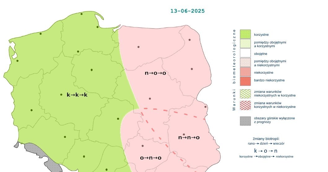 Pogoda będzie korzystna na zachodzie. Wschodnia połowa kraju doświadczy bardziej wymagających warunków /IMGW /