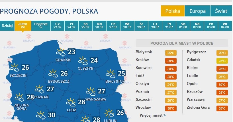 Pogoda na 21 lipca /INTERIA.PL