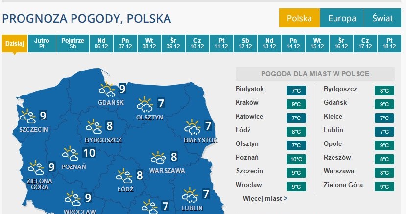 Pogoda na czwartek /INTERIA.PL