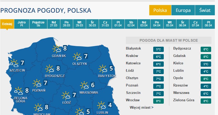Pogoda na czwartek /INTERIA.PL