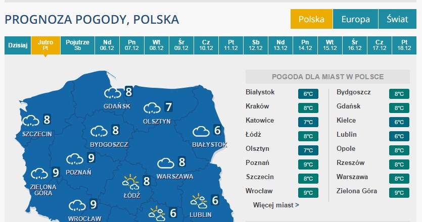 Pogoda na piątek /INTERIA.PL