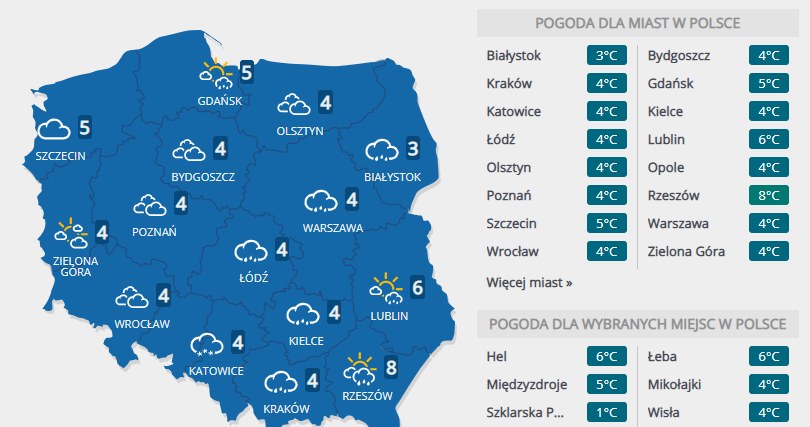 Pogoda na piątek /INTERIA.PL