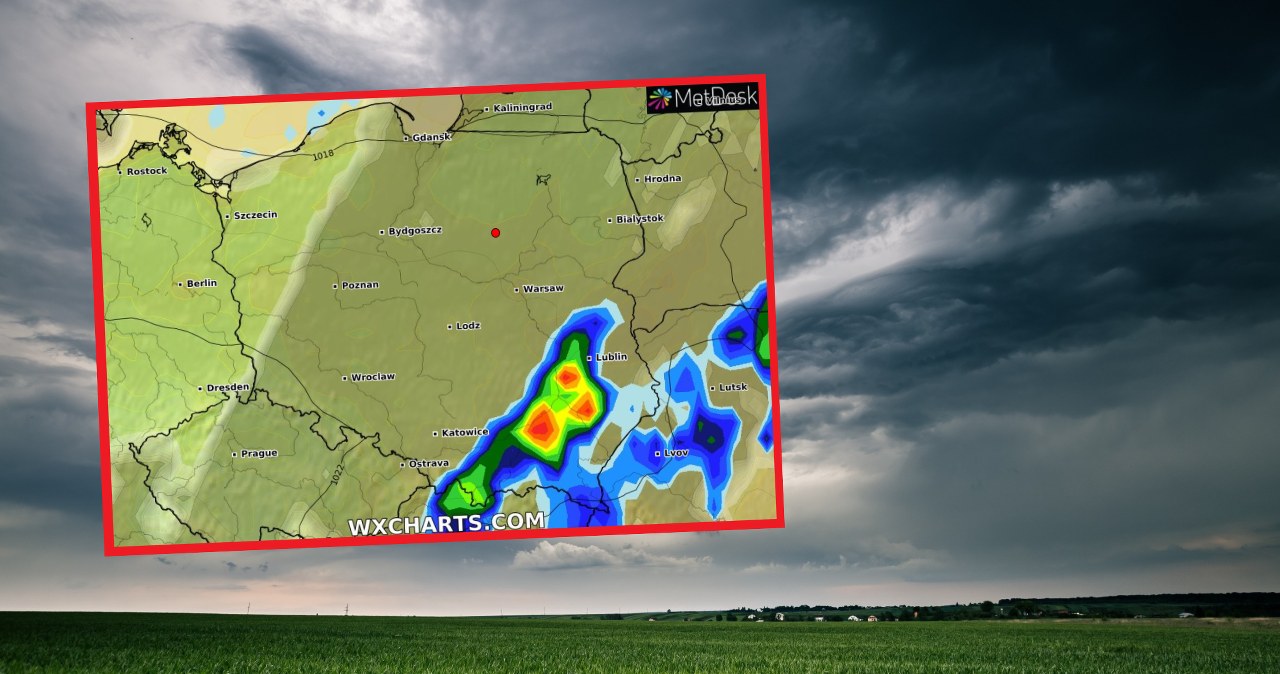 Pogoda na południu Polski będzie deszczowa. Lokalnie mogą pojawić się burze. Możliwe są alerty IMGW pierwszego i drugiego stopnia /leonidtit/123rf/WXCHARTS /