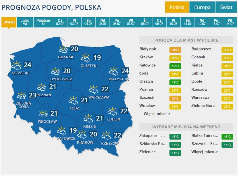 Prognoza Pogody Burzowy Poniedzialek Spokojniejszy Wtorek Pogoda W Interia Pl