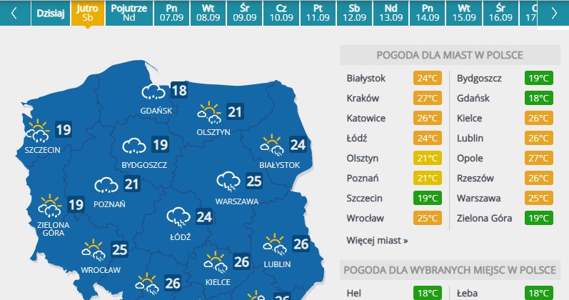 Pogoda na sobotę /INTERIA.PL