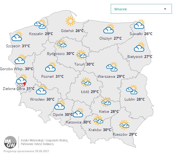 Pogoda na wtorek /IMGW /