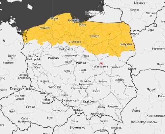 Pogoda: Ostrzeżenia meteorologiczne przed silnym wiatrem obowiązujące od czwartku, 19.06. do piątku, 20.06. do godz. 7:30 /IMGW /Materiały prasowe