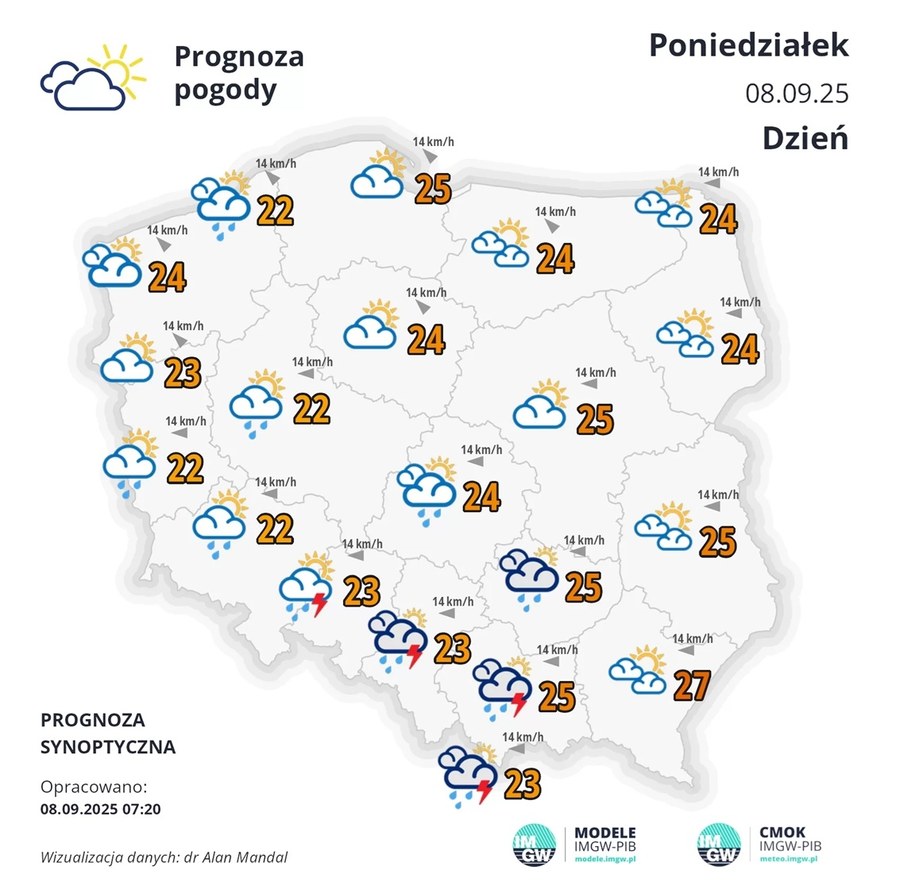 Pogoda - poniedziaek, 08.09.2025 /IMGW /Materiały prasowe