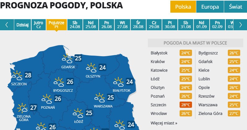 Pogoda w piątek, 23 sierpnia /Interia.pl /INTERIA.PL