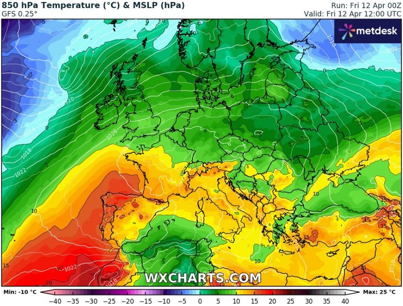 Pogoda w piątek będzie łagodna i spokojna niemal w całej Polsce /wxcharts /