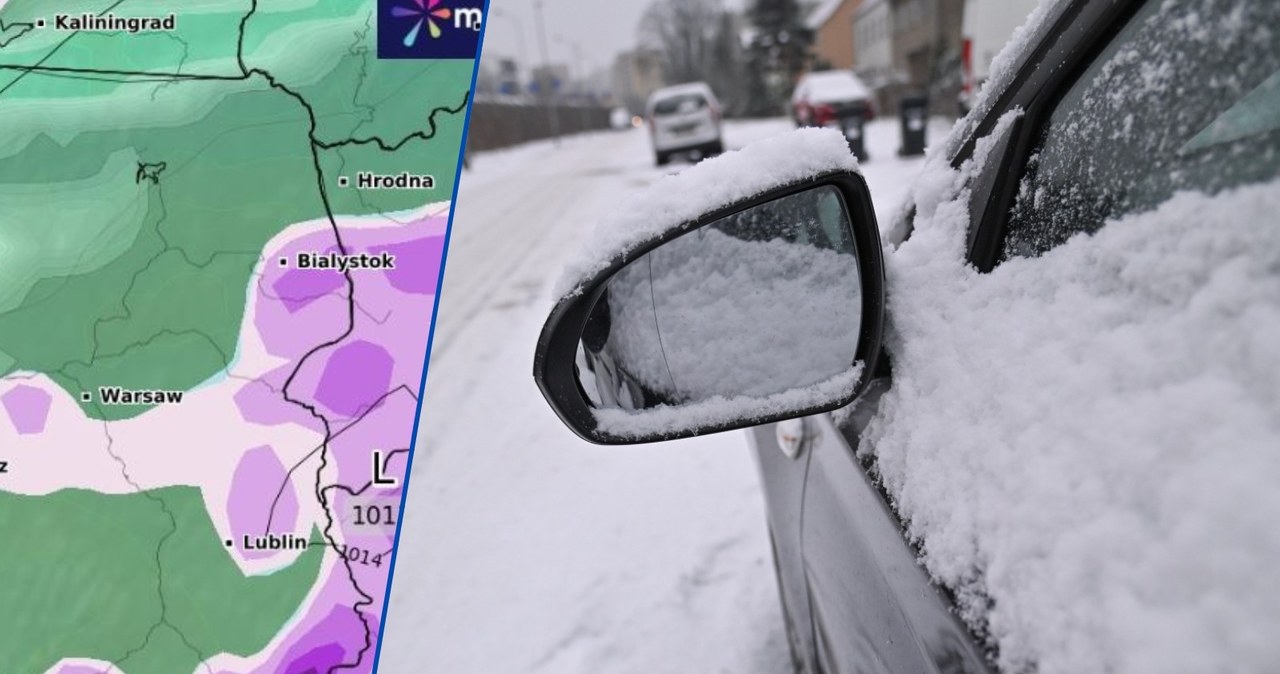 Pogoda w piątek jest bardziej zimowa. W wielu miejscach kraju pada śnieg, a najwięcej pojawi się go na Pomorzu i na południu /PAP/Marcin Bielecki/WXCHARTS /