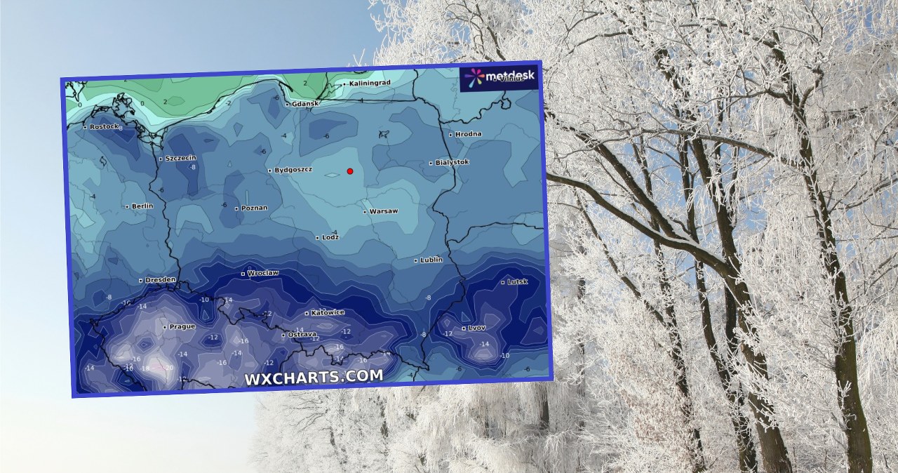 Pogoda w poniedziałek będzie spokojniejsza niż w weekend. Synoptycy z IMGW ostrzegają jednak przed silnym mrozem /nature78/WXCHARTS /