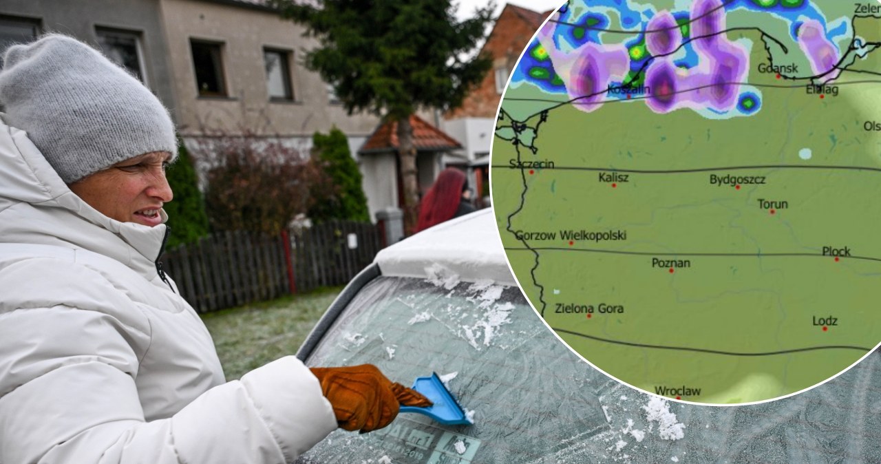 Pogoda we wtorek będzie nieprzyjemna, szczególnie na północy. W wielu miejscach popada deszcz i deszcz ze śniegiem, możliwe będą również burze /PAP/Marcin Bielecki/WXCHARTS /