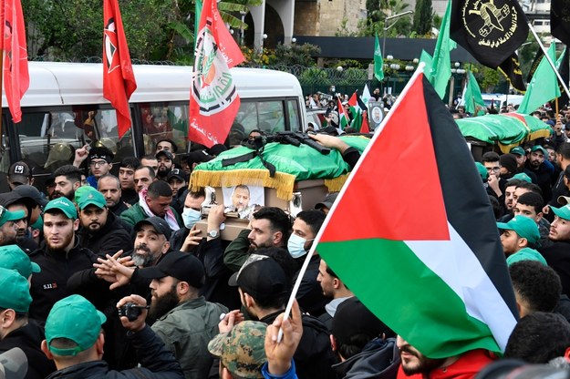 Pogrzeb jednego z przywódców Hamasu Saleh al-Arouri /ABBAS SALMAN /PAP/EPA