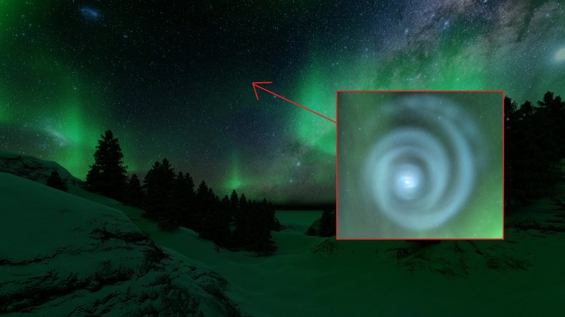 Pojawiła się dziwna świecąca spirala na tle falującego, zielonego światła /123RF/PICSEL
