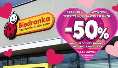 Pokaż kartę Moja Biedronka - odbierz voucher i 50% rabatu na zakupy. Tylko w Walentynki