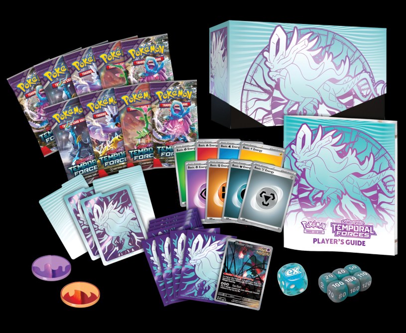 Pokemon TCG Scarlet Violet—Temporal F Trainer Box Iron Leaves Components /materiały prasowe