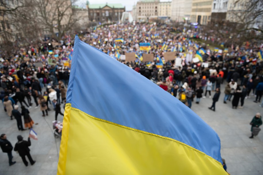 Pokojowa manifestacja Solidarni z Ukrainą  w Poznaniu /	Jakub Kaczmarczyk   /PAP