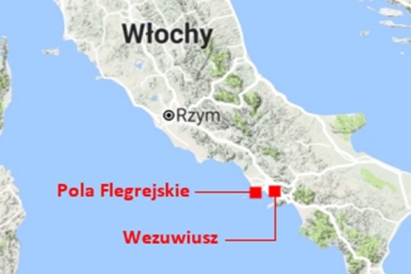 Pola Flegrejskie, Wezuwiusz i Marsili na mapie /Google Maps /materiał zewnętrzny