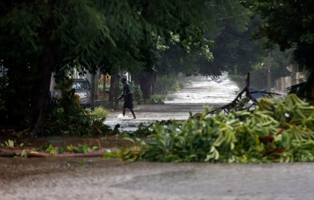 Połamane gałęzie w Hawanie, stolicy Kuby /ERNESTO MASTRASCUSA /PAP/EPA