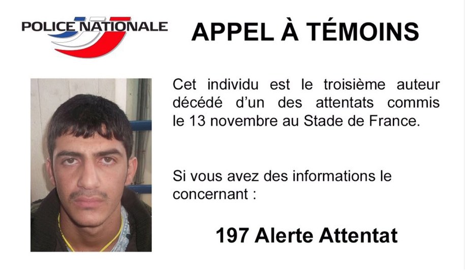 Policja prosi o informacje pomocne w zidentyfikowaniu zamachowca /FRENCH MINISTRY OF THE INTERIOR /PAP/EPA