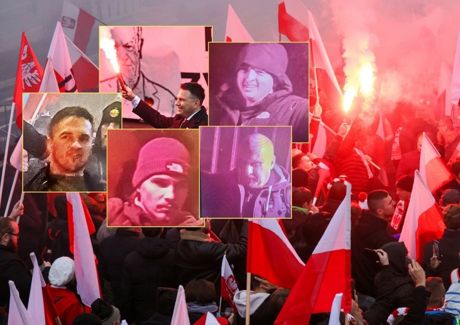 Policja publikuje zdjęcia osób, które odpalały race podczas Marszu Niepodległości, fot. PAP/Radek Pietruszka /Paweł Wodzyński /East News