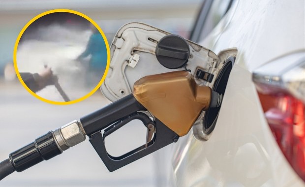 Policjanci kontra płomienie. Niebezpieczna sytuacja na stacji benzynowej