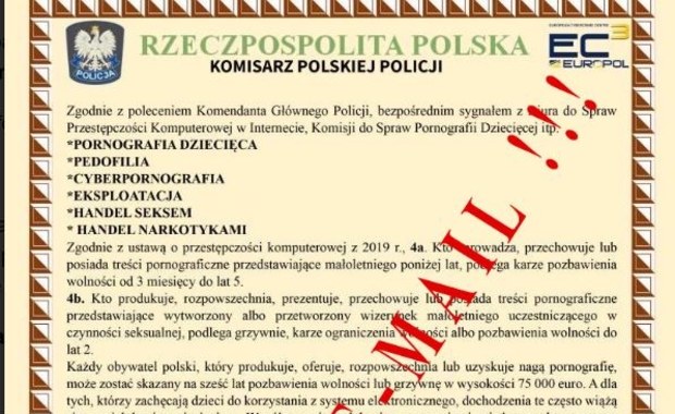 Policjanci ostrzegają przed fałszywymi mailami