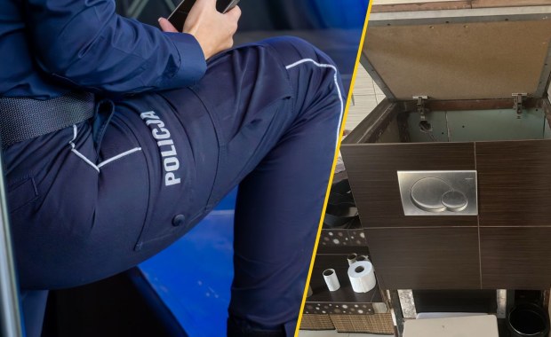 Policjanci przecierali oczy ze zdumienia. Z zabudowy spłuczki wystawała... stopa