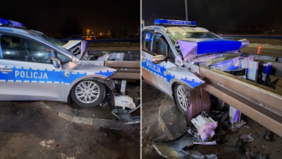 Policjant wjechał w barierę energochłonną w Gdyni
