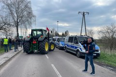 Policyjna blokada blokady rolników w Hrubieszowie