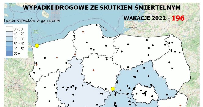 Policyjna mapa wypadków drogowych /Policja