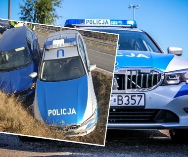 Policyjne BMW wylądowało w rowie - pościg niczym w USA